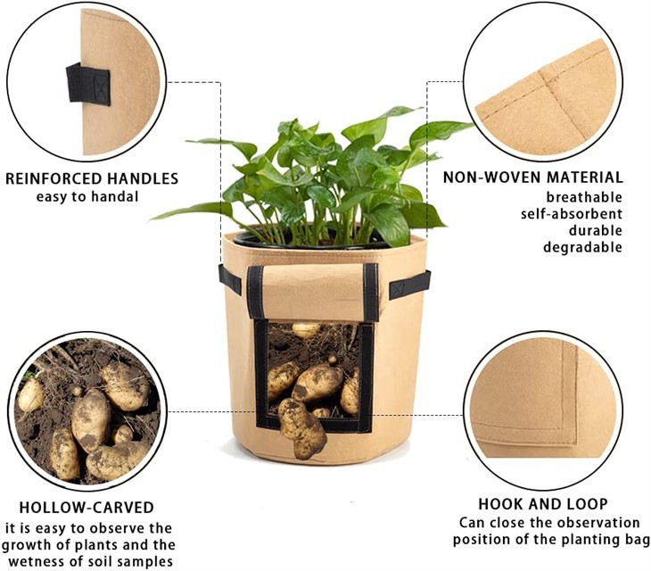 Felt & PE Potato Grow Bags With Window